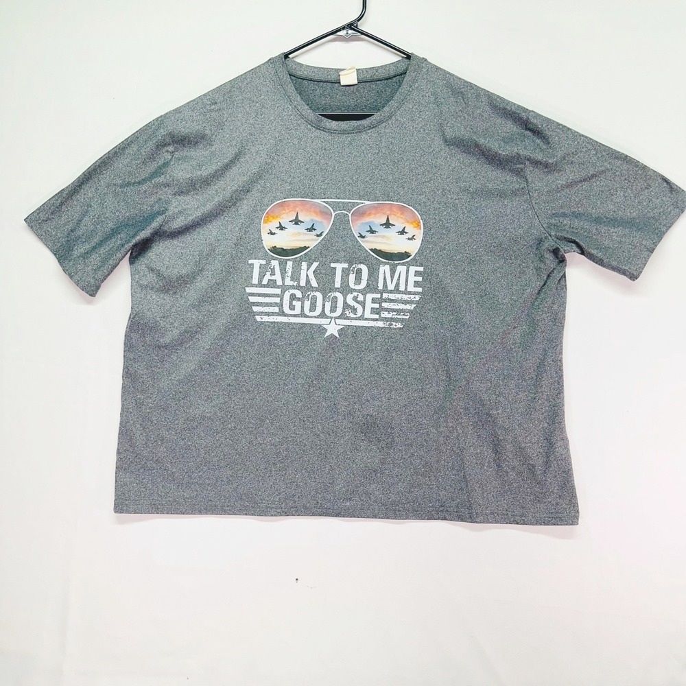 Talk To Me Goose Top Gun Graphic Tee Heather Grey Polyester‎ Shirt Womens 3XL